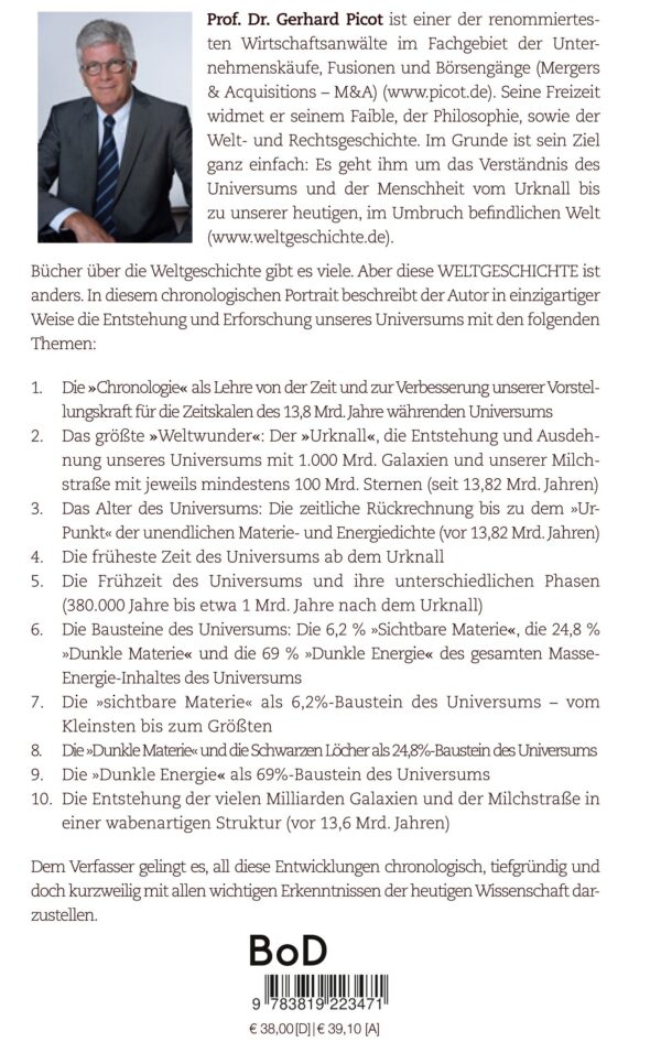 Band I der Weltgeschichte von Prof. Dr. Gerhard Picot Rückseite