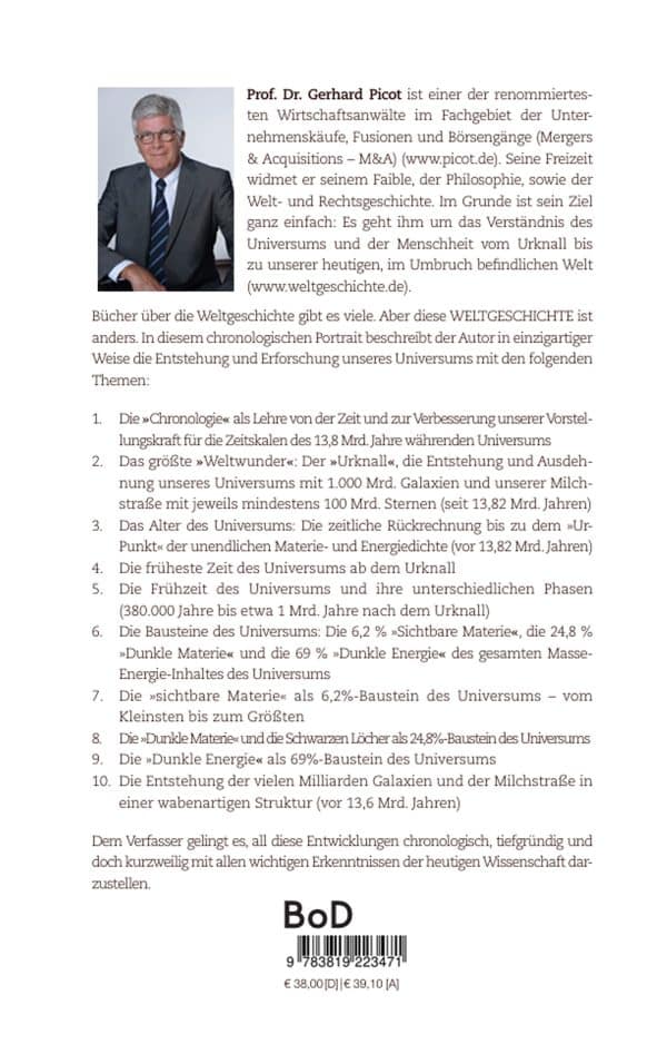 Band I der Weltgeschichte von Prof. Dr. Gerhard Picot Rückseite